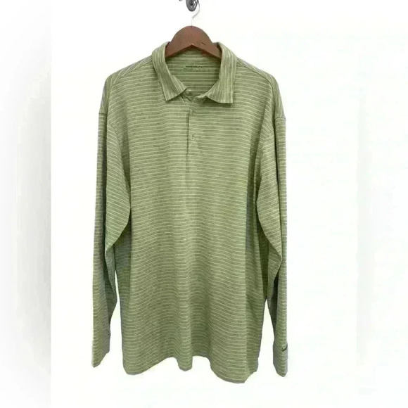 Nike Golf Men’s Long Sleeve Green Stripe Golf Polo Size XL - Picture 1 of 6